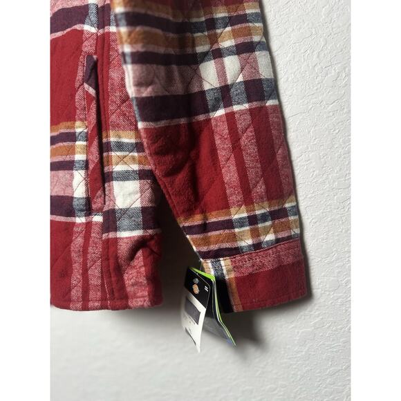 NWT Dickies Plaid Flannel Hooded Shirt Jacket Sz XS Womens Red Western Boho - Picture 5 of 14